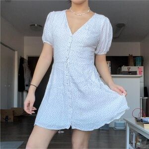 Abercrombie White and Black Polka Dot Summer Mini Dress With Pockets / Size XS